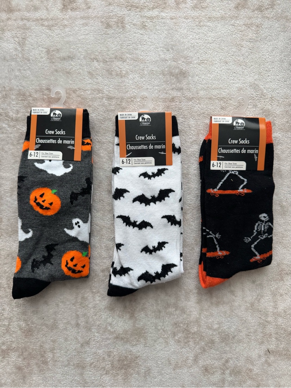 Halloween Socks - Set of 3, Brand New, 6-12 size